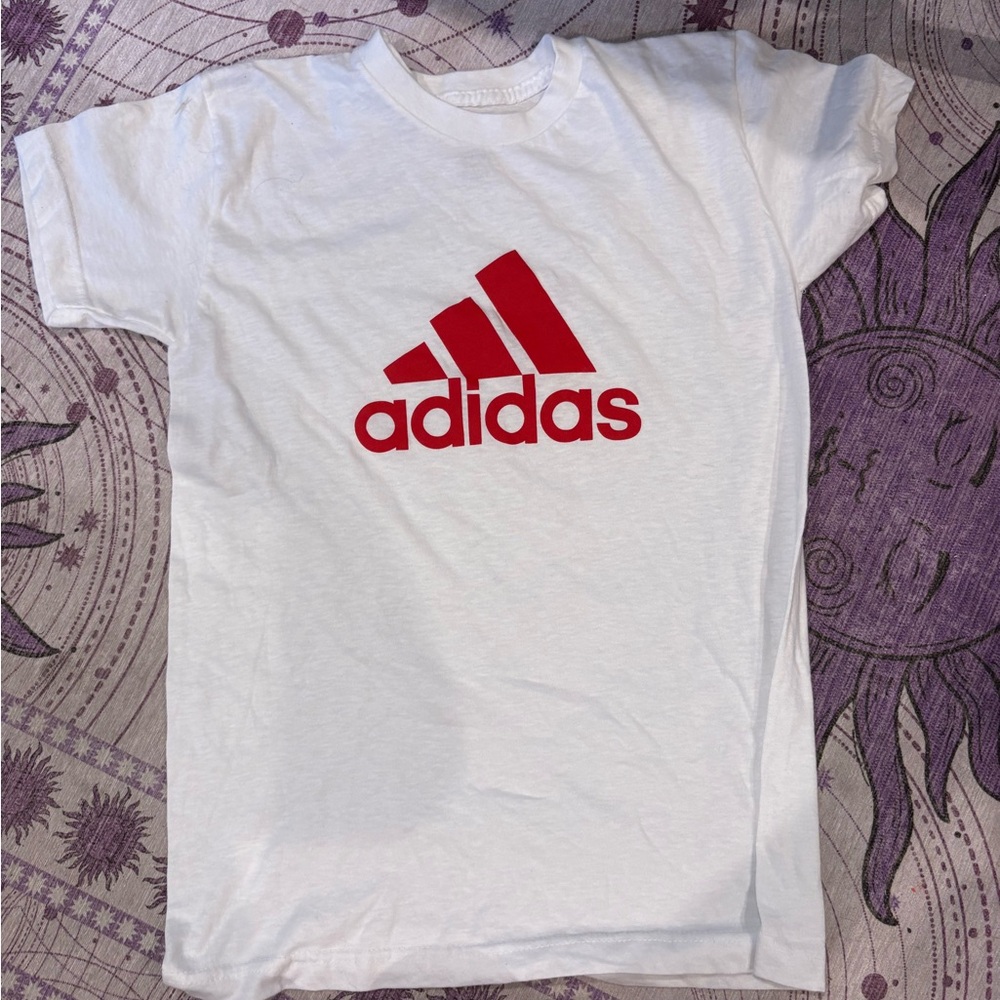 Adidas Tee with Vibrant Red Logo